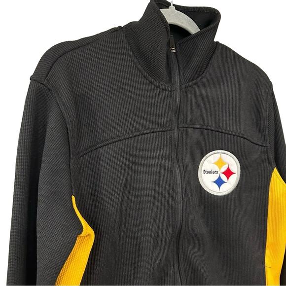 Steelers Unisex Waffle Knit Fleece Lined Full Zip Active Jacket EUC Size Medium - Picture 4 of 10
